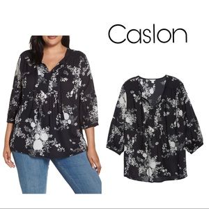 Caslon floral print hobo loose fit 3/4 sleeve top